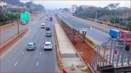 An aerial view of a trunk road managed by KeNHA.
